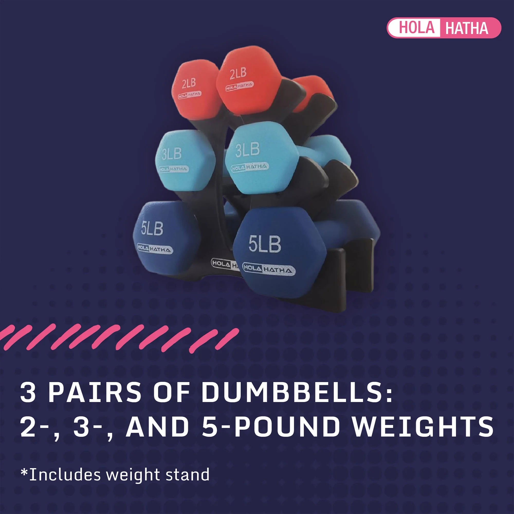 Neoprene Dumbbell Free Weight Set - with Rack - 6 Piece, 2-5 Lb, Red/Blue