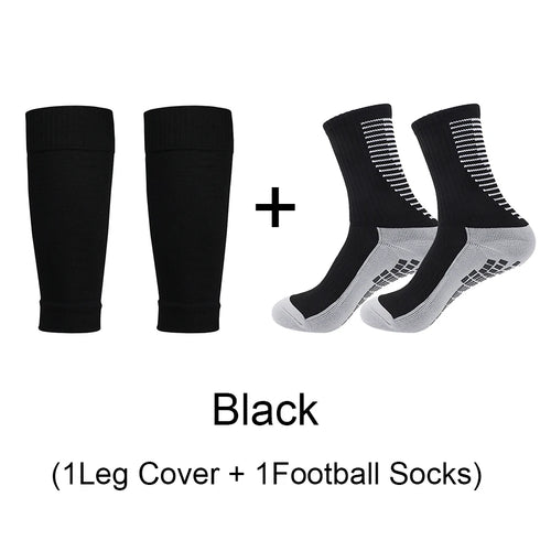 1 Set of High Elasticity Shin Guards Football Leg Cover Non-Slip Soccer Tennis Basketball Sport Socks Grip Cycling Riding Socks