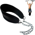 Pull-Up Belt Weighted Dip Belt with Chain Double D-Ring Weightlifting Back Support Strap Home Gym Equipment Waist Belt