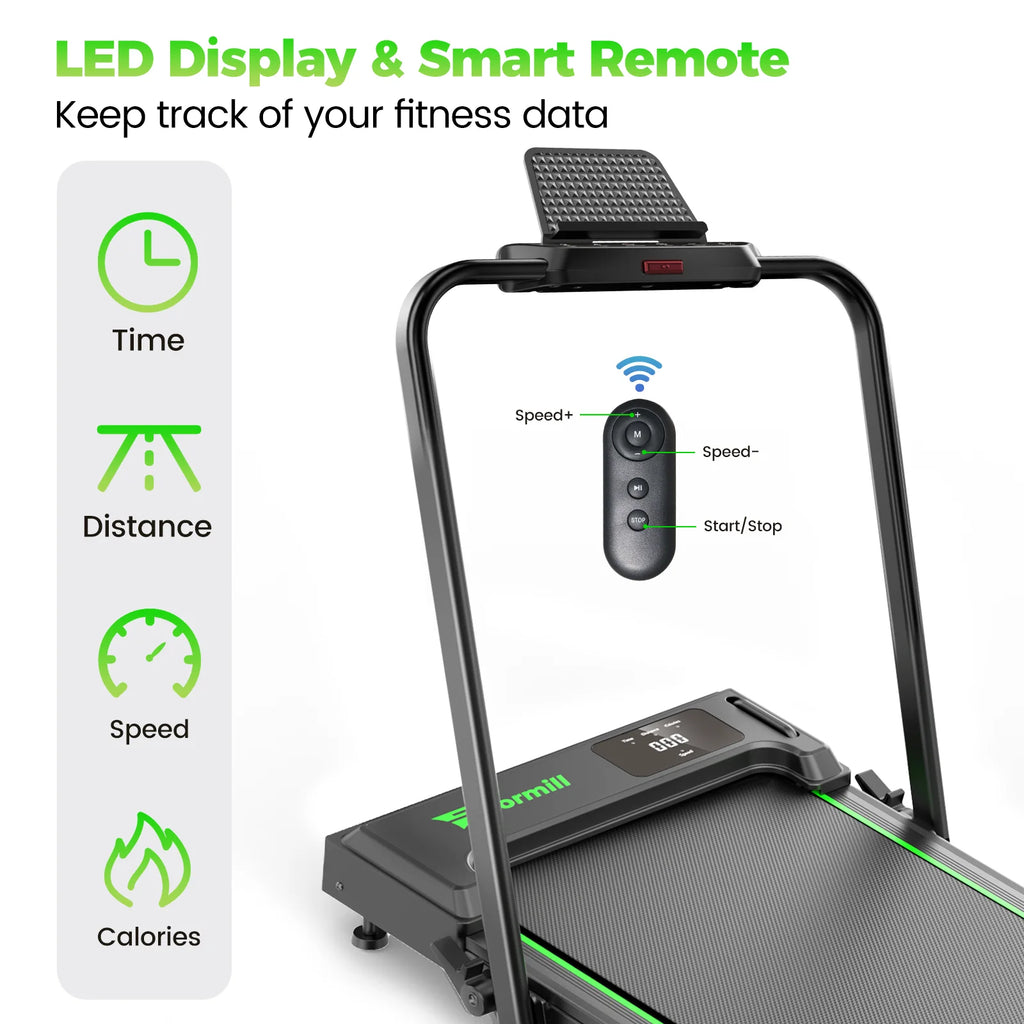 Treadmill 2 in 1 for Home/Office, 300 Lbs Walking Pad Treadmill with Handlebar,Under Desk Treadmill,Led Display & Remote Control