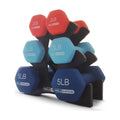 Neoprene Dumbbell Free Weight Set - with Rack - 6 Piece, 2-5 Lb, Red/Blue
