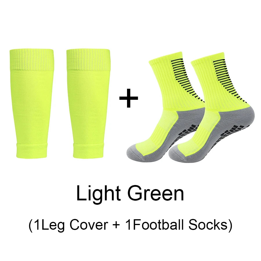 1 Set of High Elasticity Shin Guards Football Leg Cover Non-Slip Soccer Tennis Basketball Sport Socks Grip Cycling Riding Socks