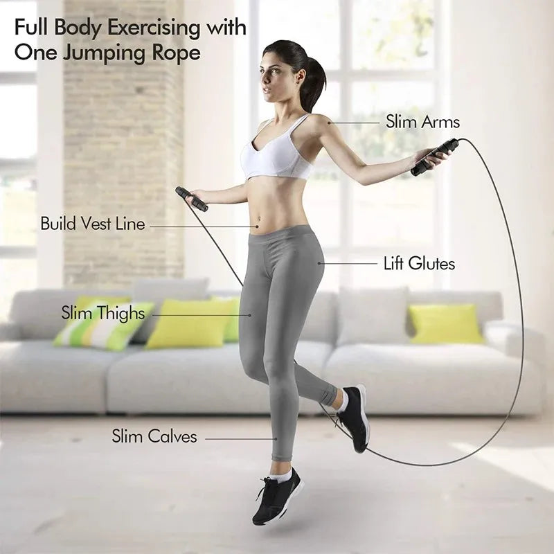 Adjustable Tangle-Free Speed Jump Rope with Ball Bearings and Foam Handles for Home Fitness and Body Slimming Workouts