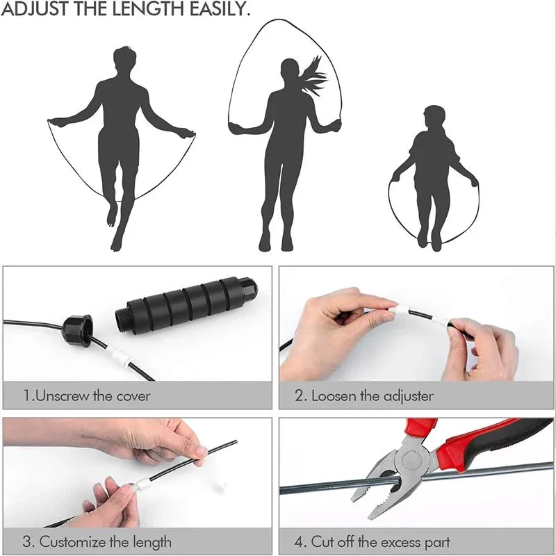 Adjustable Tangle-Free Speed Jump Rope with Ball Bearings and Foam Handles for Home Fitness and Body Slimming Workouts
