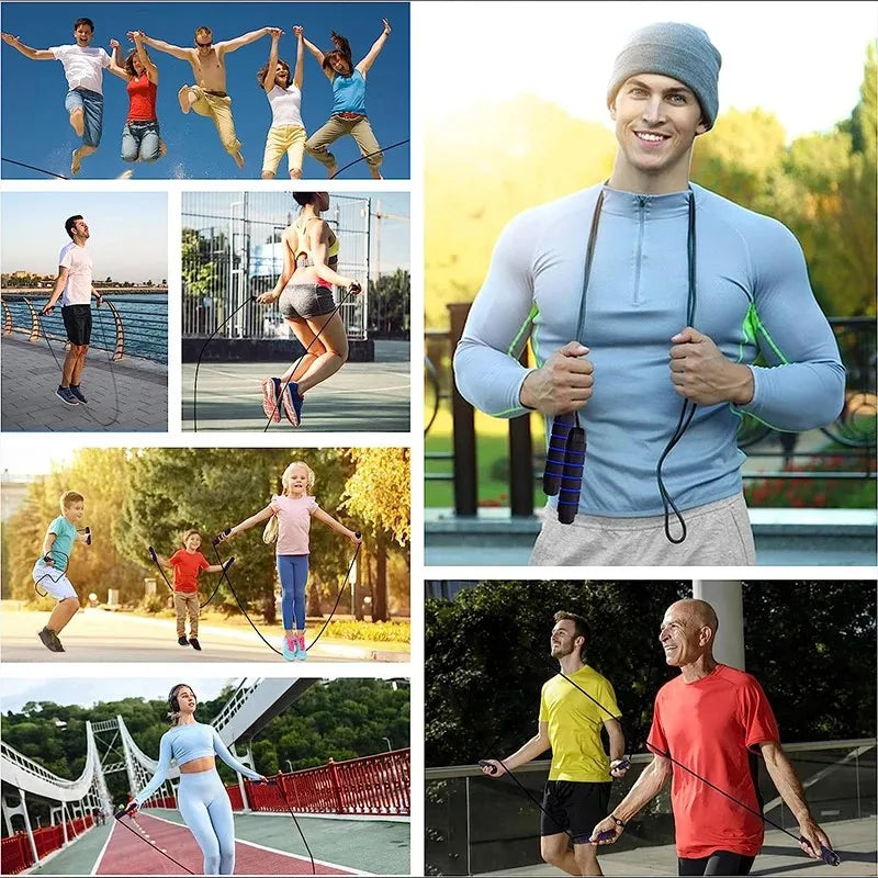 Adjustable Tangle-Free Speed Jump Rope with Ball Bearings and Foam Handles for Home Fitness and Body Slimming Workouts