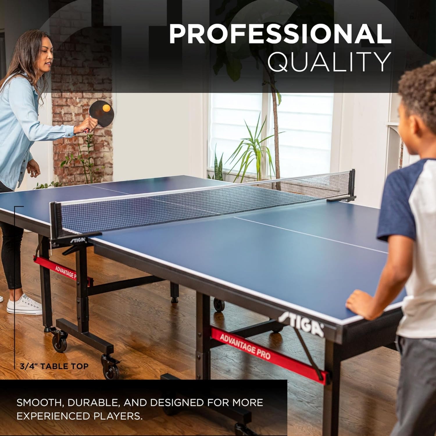 STIGA Advantage Series Indoor Ping Pong Table, Foldable Table Tennis Table - 13, 15, 18, and 25Mm Tabletops - Quickplay 10 Minute Assembly - Playback Mode - Recreational- to Tournament-Level